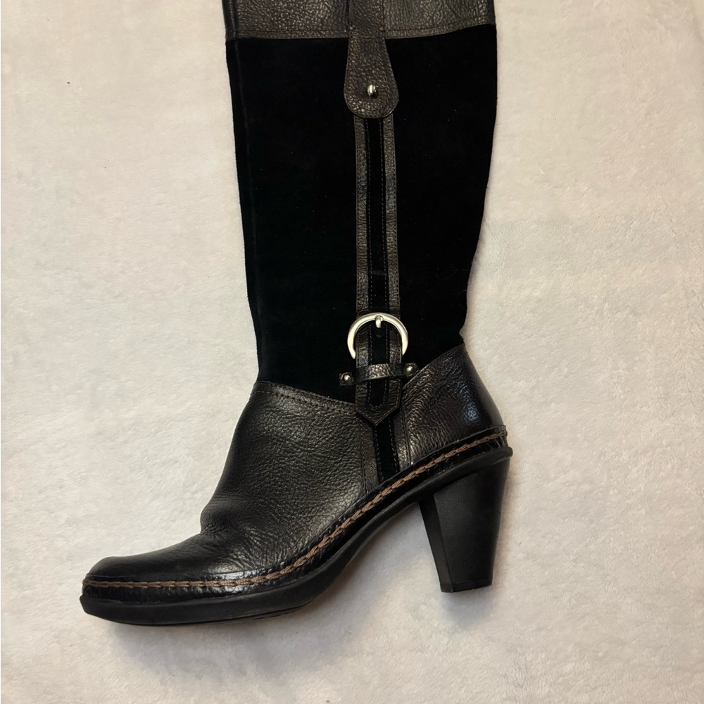 Naturalizer Dandy N5 Comfort Black Leather and Suede Heeled Boots Size 7.5 EC - Picture 3 of 11